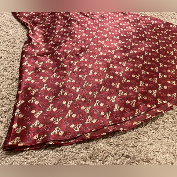 Vintage Versailles satin Teddy Bear Christmas burgundy chemise nightie - Picture 4 of 11